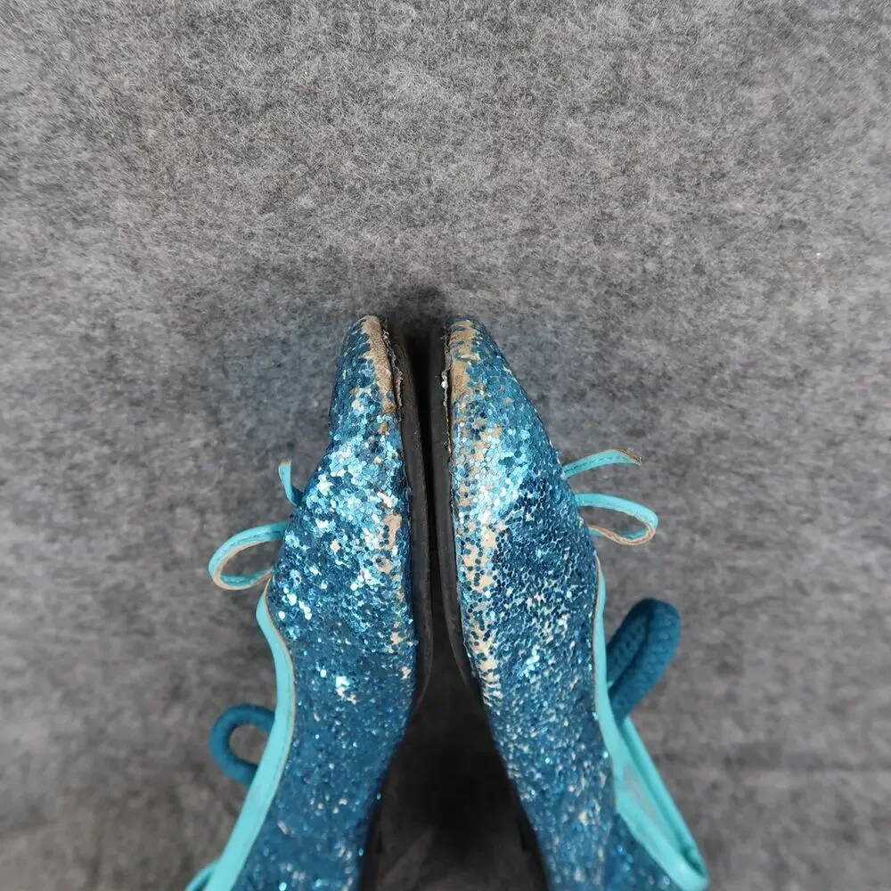 Chasing Fireflies Shoes Kids 2 Ballet Flats Elastic Strap Slip On Blue Glitter